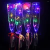 Dekorativa blommor Led Light Up Lysande Rose Flower Red Colorful Bouquet Flash Hand-Held Valentine's Day Glowing Party Wedding Decor