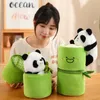 Creative Panda Huahua Doll som gömmer sig i en bambu plyschväska kudde fylld klättring Menglan kram på bambu leksaken för födelsedag 240407