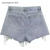 Women's Shorts Summer Street Fashion Rhinestone Chain Tassel Denim Women High Waist Slim Casual Wide Leg Pants All-Match Girl