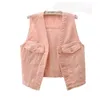 Serbatoi da donna 2024 Summer Shin Fashion Pink Denim Giust Domande da donna Giacca senza maniche Giacca senza maniche