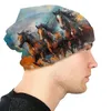 Berets Oil Painting Horse Thin Bonnet Homme Fashion Galloping Horses Skullies Beanies Caps Creative Hats