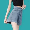 Short féminin yk2 été décontracté denim bleu denim élevé