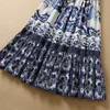 Blue and White Porcelain Print Long Dresses for Women Summer Runway Sleeveless Vacation Dress Spaghetti Strap Maxi Party Dress Vintage Beach Vestidos