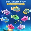 Summer Baby Bath Toys Flash Swimming Electronic Fish Batterispoyed Simulation in the Water Presents for Kids 240415