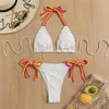 Women's Swimwear European And American Special Fabric Hanging Neck Swimsuit Beach Bikini