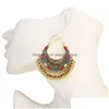Dangle Chandelier Elegant Vintage Crystal Beads Earrings For Women Bohemia Sector Gold Alloy Tassel Earring Hangers Drop Delivery Jewe Dhjtz