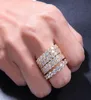 Novo Hip Hop Bling Mens feminino Anéis de jóias Gold Silver Double Row Zircon Diamond Engagement Iced Out Rings298S7086251