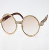 Dobra jakość 18 -krotnie złote drewno vintage 7550178 Okulary przeciwsłoneczne okrągłe vintage Unisex High End Diamond Glasses Limited Size55 Designer Mens 6645132