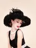 Boinas x007 Design adulto Fedora Hat feminino ao estilo europeu Big Brim Brim Brimhade Black and Ladies