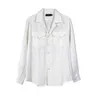 メンズカジュアルシャツヨーロッパとアメリカンスタイルのキューバカラー長袖メンズビンテージリネンハワイアンシャツ薄い白い24416