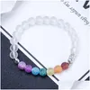Beaded Men Women Elephant Charms 7 Chakra Bracelet Energy Yoga Buddha Bead Colorf White Frosted Matte Beads Jewelry 8Mm Drop Delivery Dhnd9
