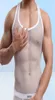 Seksowna przezroczysta singlet Tranent Undershirt Zobacz chociaż koszula bez rękawów oddychająca kulturystyka kamizelka fitness TOP TOP MEN MESH7926984