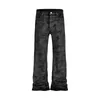 Men's Jeans High Street Hand Brushed Glue Sparkling Baggy Flare for Men Y2k Pantalones Hombre Leather Pants Oversized Denim Trousers d240417