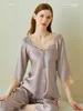 Women's Sleepwear High Quality Real Silk Spring Autumn And Summer High-End Pajamas Western Style Slimming Sense Home Wear Women