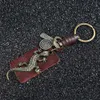 Keychains Lanyards 2024 Modeschmuck Vintage Handarbeit Weben Sie echte Leder -Eidechse Gecko Tower Schlüsselbund Charmelegierung Accessoires Männer Schlüsselkette D240417