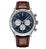 Bretiling Watch Men Top AAA Navitimer Brightling Watch Cronograph Quartz Movement Steel Limited Blue Dial