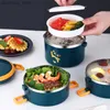 Bento Boxes 1-4Layer Rostfritt stål Bento Box Set Cartoon Child Adult School Office Food Storage Container Outdoor Camping Picnic Lunch Box L49