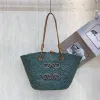 Kvinnor Bohemian Boho Straw Beach Bag Womens Designer virkning Knittingspåsar broderi bokstav sommar avslappnad totes väska