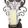 Candle Holders DecMode Bronze Glass Wall Sconce With Scroll Designs