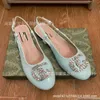 casual slippers heel sandal G 2024 Water Diamond Button Strap Single Shoes Early Spring Shallow Mouth Round Head Fashion French Casual Sandals