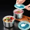 Table Mats Stainless Steel Food Container Fresh Keeping Bowl Sealed Lid Crisper Lunch Meal Prep Storage Fridge Kitchen Set Round