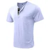 Camiseta de manga corta para hombres de verano, camisa base para hombres, camiseta redonda de cuello, camisa Henry para hombres