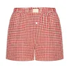 2024 Zomer Nieuwe dames casual comfortabele hoge taille losse breedbeen geruite shorts F41714