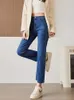 Frauen Jeans stilvolle hohe Taille Zigarettenhose Slim Fit Straight Nine für Frauen Perfekter Herbst Winter 2024 Fracht