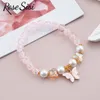 Braccialetti di fascino rosa sisi giapponese e coreano in stile fresco farfalla a sospensione perle bracciale perle per donne elastico regalo di gioielli
