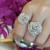 Cluster ringen S925 Silver Ring Camellia damesmode luxe set