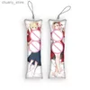 Keychains Lanyards 4x12cmlycoris Recoil Dakimakura Keychain Chisato Nishikigi 6x18cm Mini Anime Cartoon Body Pillow Hanging Ornament Key Chain Cute Y240417