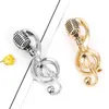 Brosches charm musiknotning mikrofon guld silver färgmärken kvinnor män brosch lapel stift klädväska smycken gåvor