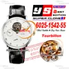 Villeret Real Tourbillon Hand Winding Mens Watch YSF V3 Power Reserve Mechanical 6025-3642-55B Steel Case White Roman Svart Läder Super Edition Puretime