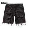 Kakan Summer Distressed Denim Shorts for Men Korean Youth Slim Montering av små benkvarter Jeans K58DK322 240412