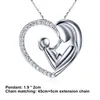 Pendant Necklaces Mother Baby Heart Necklace Sparkling Rhinestones For Birthday Day Gift