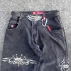 Streetwear Jnco Jeans Y2K Hosen Herren Harajuku Retro Hip Hop Grafik Baggy Jeans Schwarze Hosen Gothic High Tailled Wide Hohose 240417