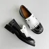 Dress Shoes Lenkisen Cow Leather Fringe Chunky Heel Mixed Colors Round Toe Winter Spring Autumn Lolita Casual Women Pumps