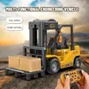 Diecast Model Cars Remote Control Forklift 2.4G RC Toy Gift Car LED Light with Simulated Sound and Light Engineering Car Education Toy J240417