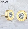 Stud poxam moda rzymska okrągła okrągłe kryształowe małe kolczyki dla kobiet Man Osobowość Oświadczenie Cuubic Zirconia Ear Jewelry2355835