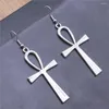 Dangle Earrings Vintage Big Ankh Crosses Ancient Egyptian Silver Color Women's Y2K Aesthetic Jewelry Accessories 2024