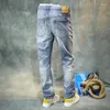 Jeans masculinos mais recente designer moda moda vintage elástico elástico slim split calças casuais jeans ho ho