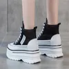Casual schoenen 8cm platform Wedge Hidden Heel High Top echte lederen dames sneakers mode zomers netten laarzen