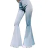 Kvinnors jeans kvinnliga hög midja sport leggings mode byxor y2k kvinnor solid färg sexiga smala klockbotten denim byxor harajuku