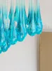 Ljuskronor Sea Blue Beauty Crystal Pendant Lamp European French Light Luxury Retro Glass White Princess Style Room Bedroom