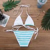 Bras Sets Women Cute Kawaii Japanese Style Stripe Cotton Strappy Bra Top Briefs Bikini Set Lingerie Fancy Party Beach Underwear