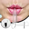 Tek kullanımlık bardak pipetler yeniden kullanılabilir cam içme saman flüt stili dudaklar için yatay olarak 2 set
