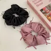 Sweet Ballet Style Large Scrunchie Hairband With Silk Ribbon Solid Color Bow Knot Ideal For Pure Daily Wear For Ladies Girls
