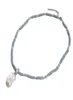 Bijoux Guaiguai Collier d'angelite bleu naturel 6 mm cultivé blanc keshi perle Pendant les femmes réels gems pierre lady juive7998344