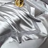 White Grey Ultra Soft 1000TC Egyptian Cotton Luxury Silk Satincotton Däcke Cover Set 4st Bed Sheet Pillow Case Antiwrinkle 240417