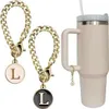 Porte-clés Lanyards 2pcs Lettre Charm Accessoires pour la Coupe Stanley Nom initial ID Poignée personnalisée Charme en forme de tasse Décoration suspendue D240417